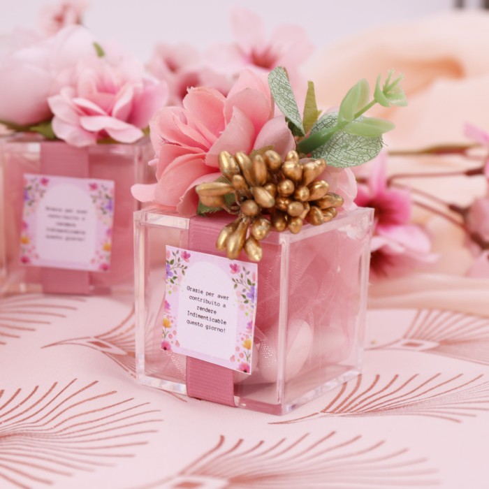 Segnaposto cioccolatini rosa antico glitterato compleanno donna - F
