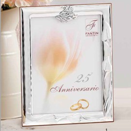 Cornice in argento perfetta come regalo per Anniversario di matrimonio con dettagli del numero 25 nozze d'argento